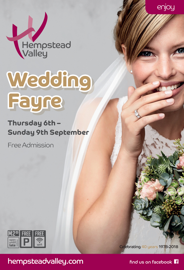Hempstead Valley Wedding Fayre - Thursday 6th until Sunday 9th September